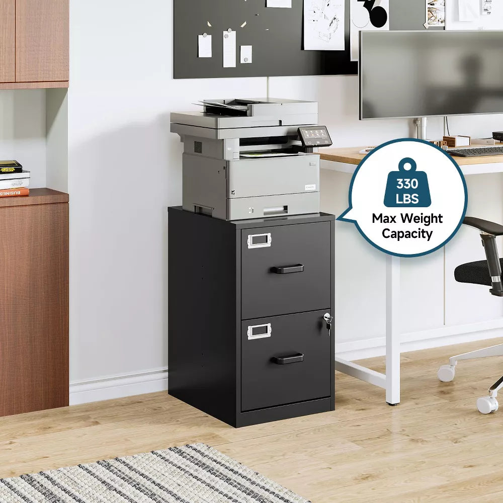 Mlezan 2-Drawer File Cabinet:Lockable Metal Storage for Home or Office. Fits Letter Files, Easy Assembly,Durable and Compact Design