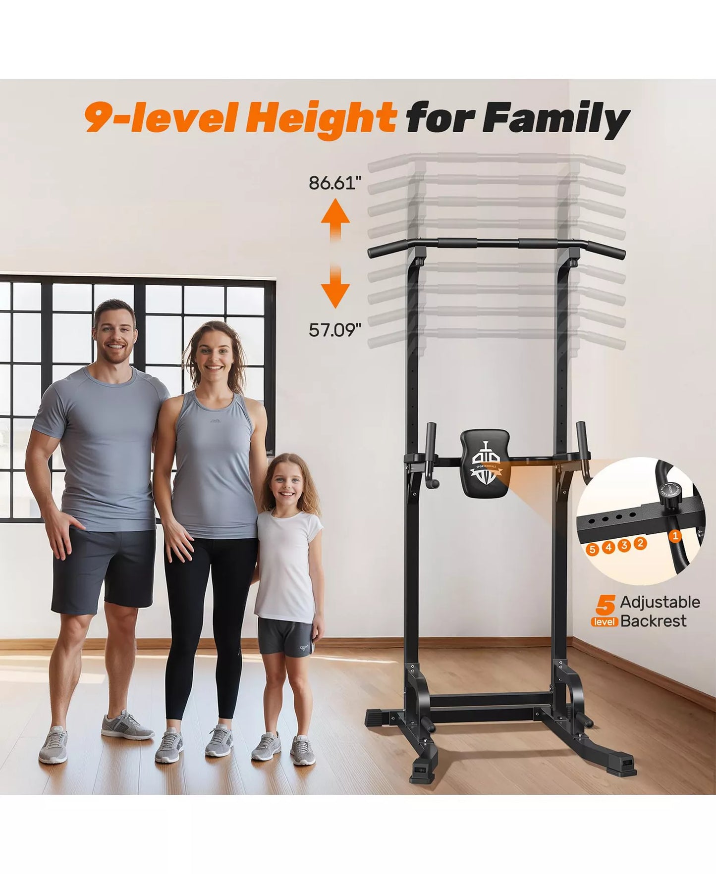 400LBS Power Tower, 10-in-1 Adjustable Pull Up Dip Station, Multi-Function Home Gym Strength Training Equipment