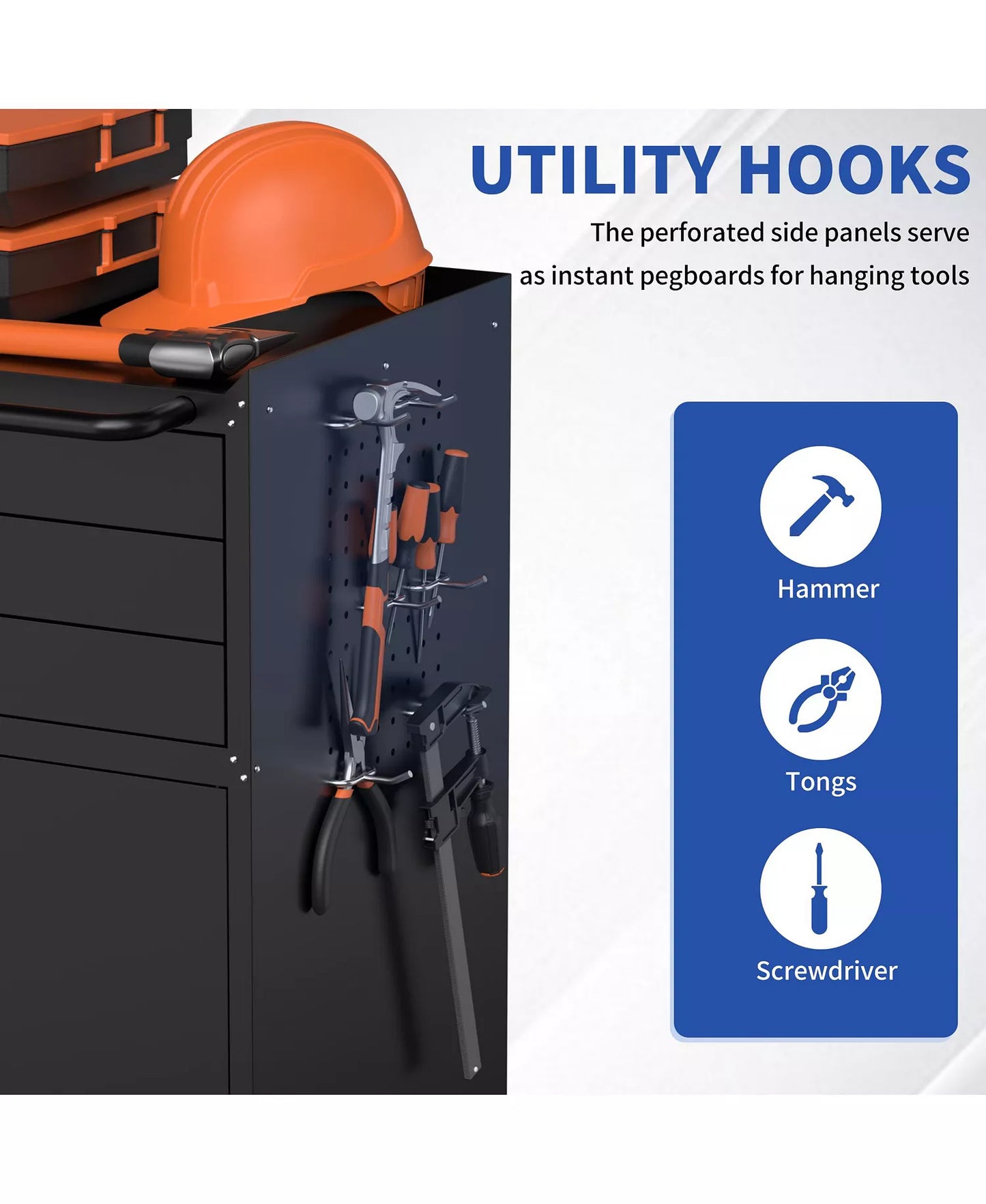 34" Rolling Metal Tool Cabinet - Mobile Workbench with 3 Drawers and Locking Doors