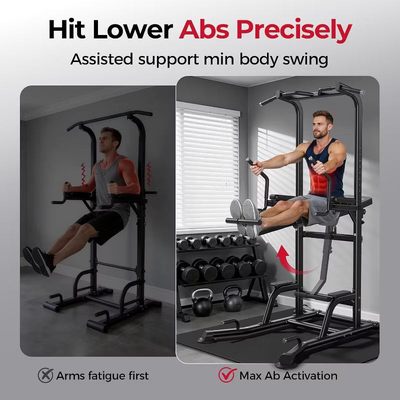 FED FITNESS Adjustable Multi-Function Pull Up & Dip Station,800 lbs Capacity, Home Gym Strength & Ab Workout