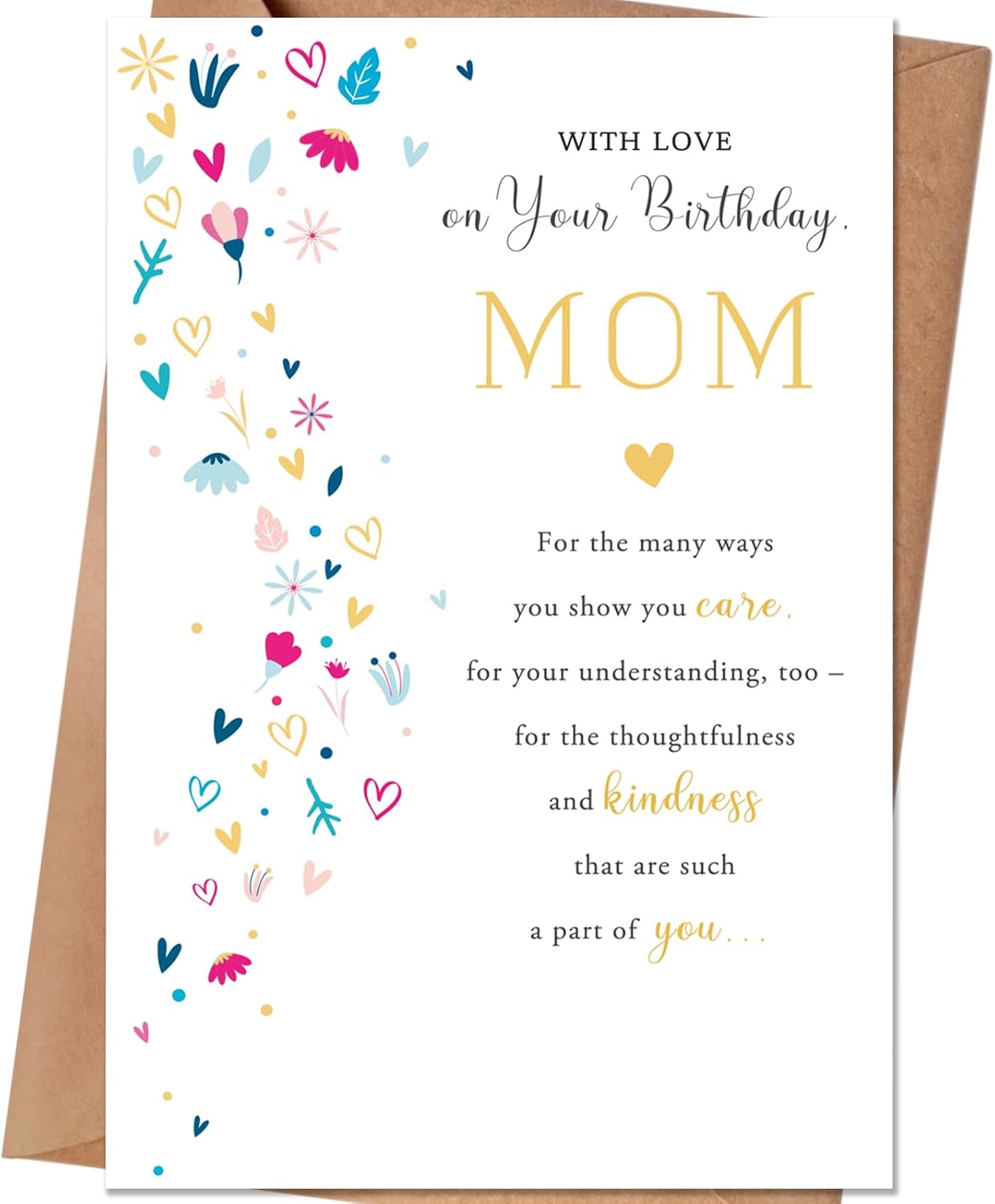 Mom Birthday Card, Birthday Card Gift for Mom from Son Daughter Kid, Mother Bday Cards from Kids