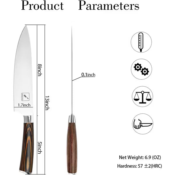 Chef Knife- imarku 8 Inch Chef's Knives Japanese SUS440A Stainless Steel Sharp Knife, Kitchen Knife with Ergonomic Handle, Orange, Fathers Day gifts