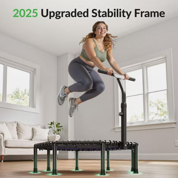 BCAN 51" Octagonal Mini Trampoline, 450 LBS Fitness Trampoline with T-Adjustable Handle Bar, Exercise Rebounder for Adults Indoor/Garden Workout