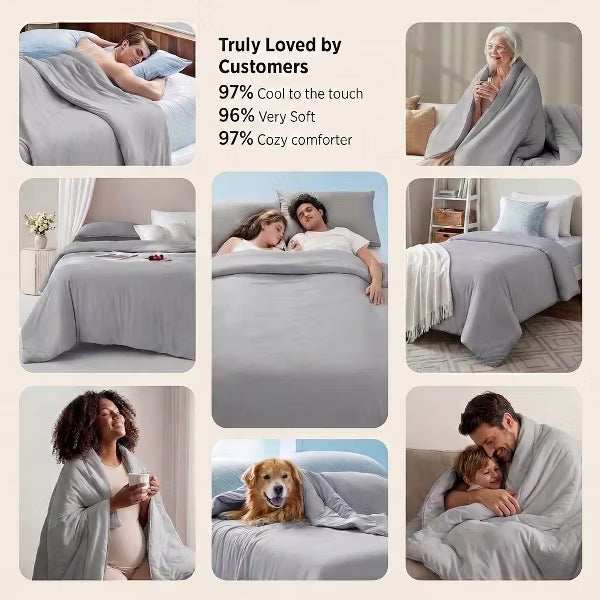 Cooling Comforter King Size Cooling Blankets for Hot Sleepers, Lightweight Comforter for Summer with Dual-Sided Cool Tech Grey