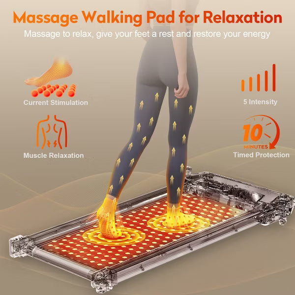 Akluer Walking Pad with Incline, 2-in-1 Under Desk Treadmill and Shiatsu Foot Massager Quiet 2.5HP Portable Treadmill for Home Office with LED Display