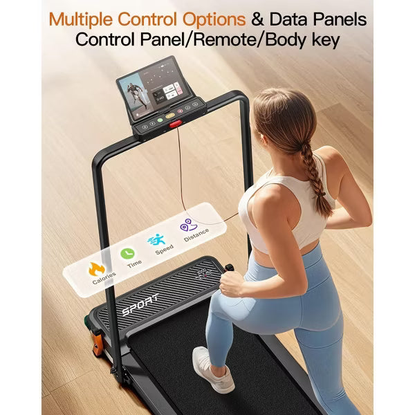 Akluer Walking Pad with Incline, 2-in-1 Under Desk Treadmill and Foot Massager, Quiet 2.5HP Treadmill with Armrest, LED Display Remote for Home Office