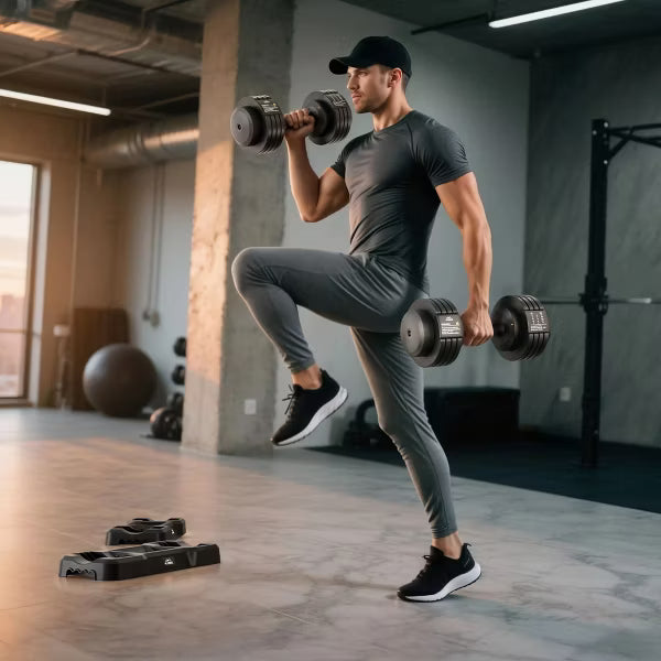 FLYBIRD 1 Pair 55LBS-Adjustable Dumbbell, Multi-weight Options for Full Body Workout(110LB in Total)