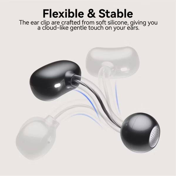 VEATOOL Clip-On Earbuds, Bluetooth 5.4 Bone Conduction, LED Display, ENC Noise Cancelling, IPX7 Waterproof, Lightweight for Small Ears & Glasses