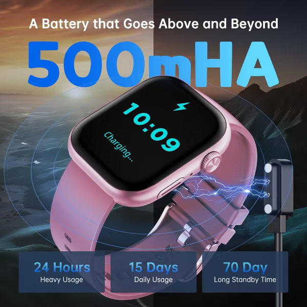 Smart Watch for Men Women, 2.01" HD Touchscreen, Bluetooth Call, IP68 Waterproof, 180+ Sports Modes, Health & Sleep Tracker, for Android iOS, Pink
