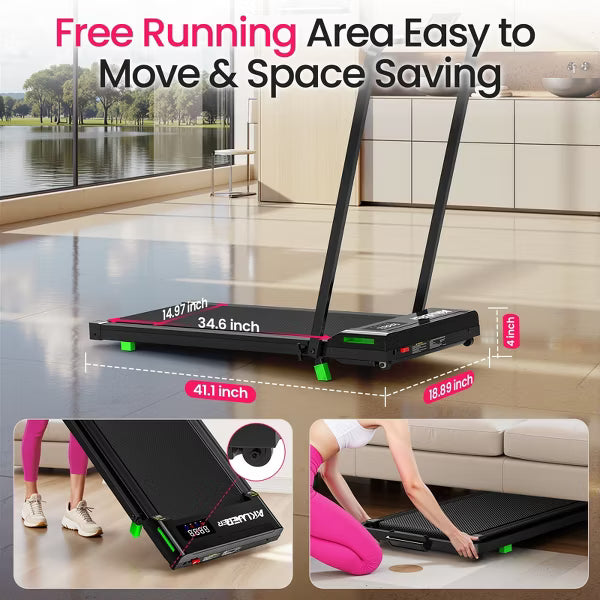 Akluer H03 Foldable Brushless Motor Treadmill With Handle and 6% Incline Remote Control & LED Display