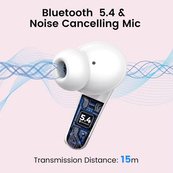 VEAT00L P91 Wireless Stereo Earbuds, Bluetooth 5.4, ENC Mics, 60H Playback, Dual LED Display, IPX7 Waterproof, for Android iOS