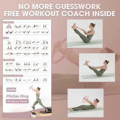 PAETA Pilates Ring Set – 14” Magic Circle (38 lbs Resistance), 9.8” Pilates Ball, 5 Resistance Bands, and Exercise Guide