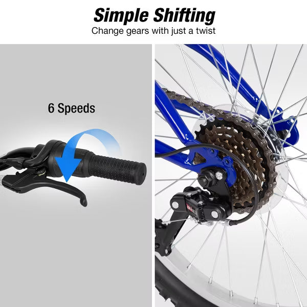 Hykolity Kids Mountain Bike 24 inch MTB Bicycle Age 8-14 Years Height 56-66 in Tween Cycling Full Suspension Sport Outdoor Bikes - Blue