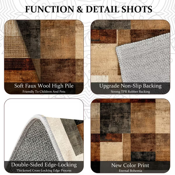 Three-Piece Kitchen Rug Set Non-Slip Washable Abstract Pattern Soft Comfort Mat for Sink Floor Entryway Hallway Bathroom