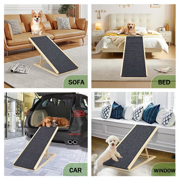 Dog Ramp for Bed, Extra Wide Excellent Traction, Pet Ramp for Small Dogs to Get on Couch Car, Non-Slip Rubber Surface, Adjustable and Foldable