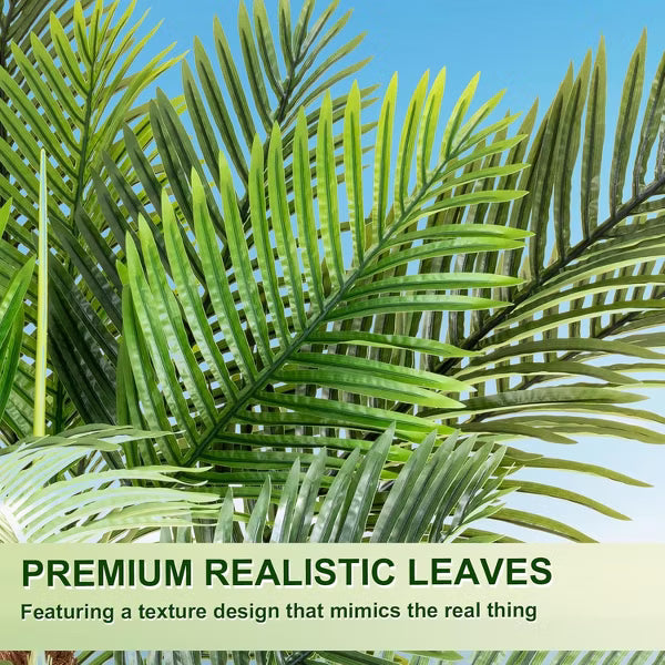 ROMSWI 7FT 8FT Artificial Palm Tree, Lifelike Potted Golden Cane Palm Tree, Tropical Faux Tree for Outdoor Indoor Home Office Living Room Decor 7FT