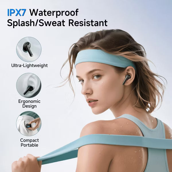 VEATOOL Wireless Earbuds with Smart Touch Control, ANC+ENC Noise Cancellation, 40H Stereo Deep Bass, IPX7 Waterproof Rating, 5 EQ Modes