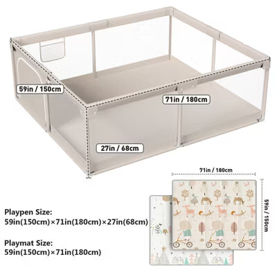 Fodoss Baby Playpen with Mat ,59 x71 In Playpen for Babies and Toddlers, Indoor & Outdoor Activity Center, Safety Baby Fence