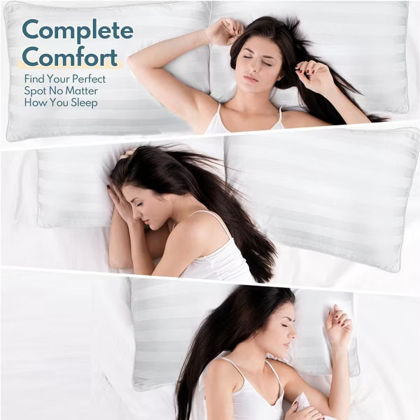 FAPO Set of 2 Bed Pillows, Queen Size, Soft Stripe Microfibre Pillow