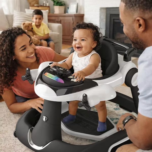 TODECARE 6-in-1 Baby Walker with Adjustable Height, Foldable Design & Speed-Control Wheels, Easy-Clean Seat, Red