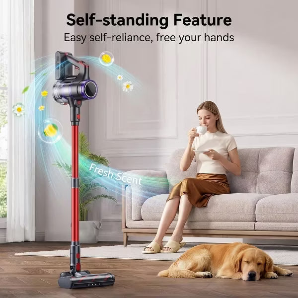 Cordless Vacuum Cleaner 600W/55Kpa Vacuum Cleaners for Home, Stick Vacuum with Self-Standing Lightweight Vacuum for Pet Hair, Carpets, Hard Floors