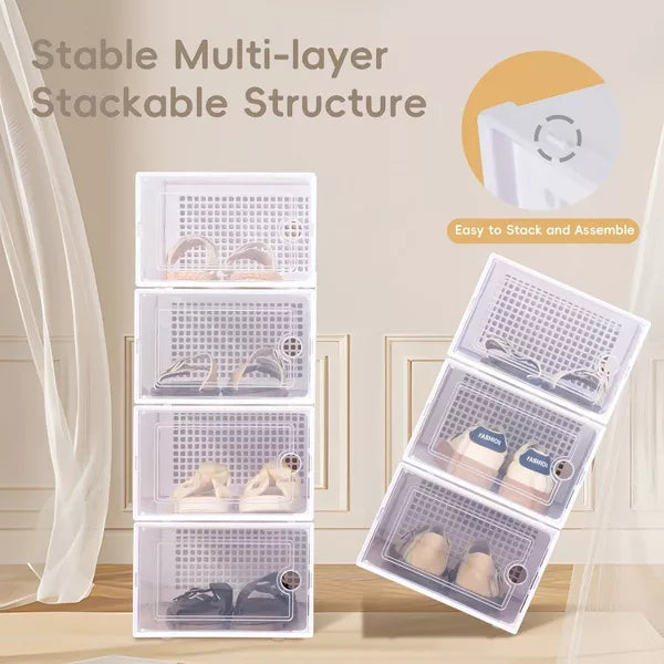 VUSIGN 12pk 9.2''x5.6'' Basic Stackable Shoe Box Storage Small Clear