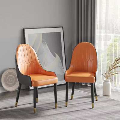 Modern PU Sponge-Filled Dining Chair, Solid Wood & Metal Legs, Set of 2, Ideal for Small Dining Spaces & Offices, Gray