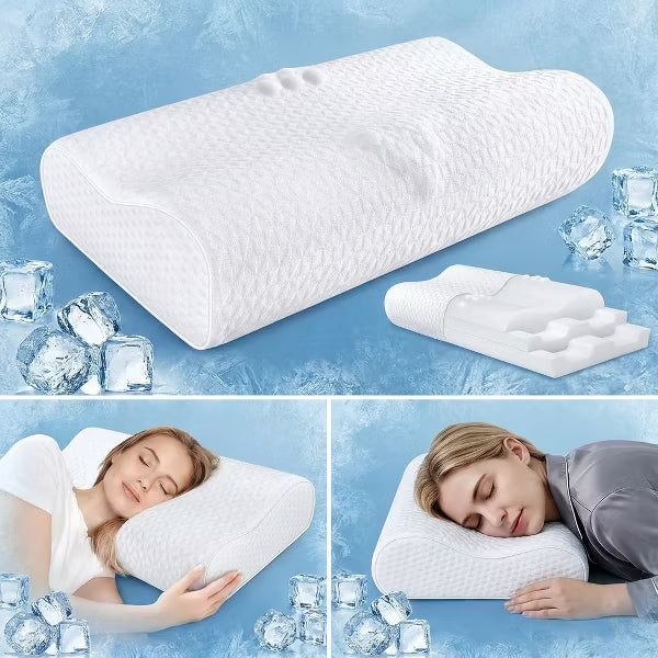 Bed Pillows Memory Foam Pillow, Queen Neck Pain Relief, Contour Cervical Pillow, for Neck and Shoulder Pain, Side, Back and Stomach Sleeper