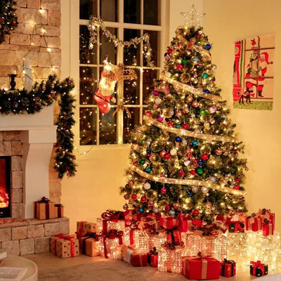 Vivatrees 3FT Pre-Lit Potted Christmas Tree Pine Artificial Xmas Tree with Warm White LED Lights for Living Room Home Office Indoor Holiday Decor
