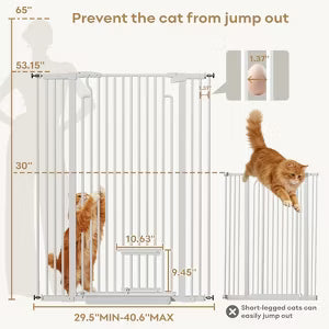 Extra Tall Pet Gate – 53-Inch Baby Gate with Adjustable Cat Door for Stairs, Doorways, Hallways, Durable Dog Gate for Toddlers and Pets