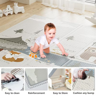 Fodoss Baby Playpen with Mat ,47 x 47 In Playpen for Babies and Toddlers, Indoor & Outdoor Activity Center, Safety Baby Fence (Grey)