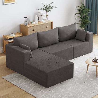 Furniliving 104.25" Modular Sectional Sofa, L-Shape Large Sectional Sofas, Cloud Sectional Sleeper Couch for Living Room, Bedroom, No Assembly Required, Gray