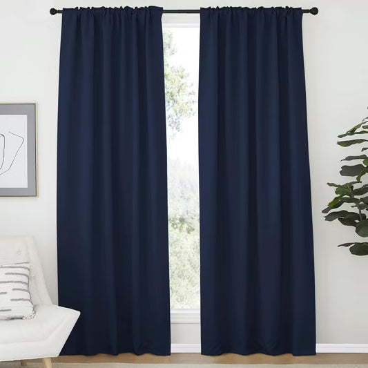 NICETOWN 52"x84" Blackout Window Curtains 2 Panels Navy Blue Thermal Drapes with Rod Pocket and Back Tab for Camper