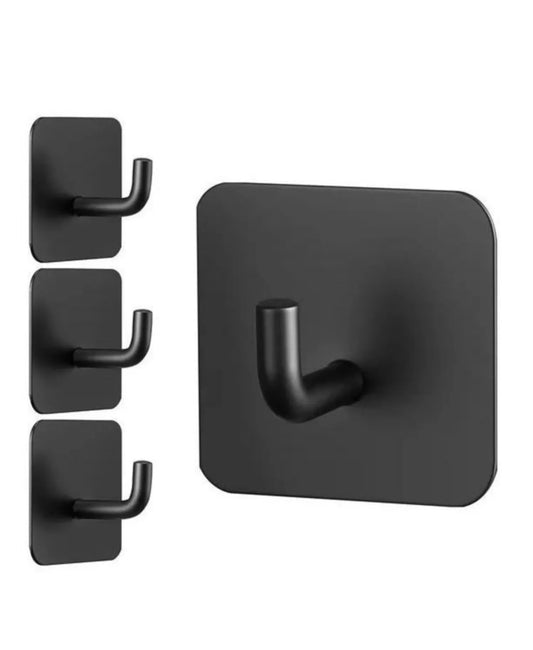 4-Pack Adhesive Wall Hooks - Heavy-Duty Stainless Steel Towel and Coat Hangers