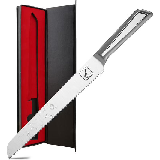 imarku Bread Knife,10 inch Stainless Steel Cake Knife,Bread Knife for Homemade Bread Sourdough, Razor Sharp Blade and Wavy Edge, Baking&Birthday Gifts