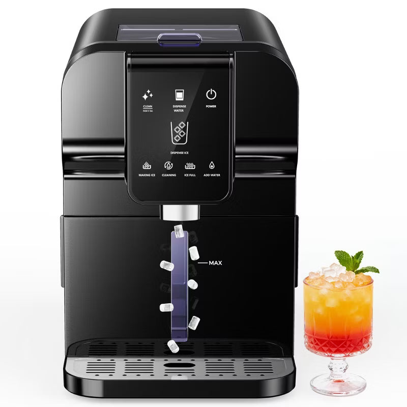 Simzlife Nugget Ice Maker and Dispenser, 30 Lbs./24H, One-Tap Auto Soft Chewable Ice Dispensing, Self-Cleaning, Black
