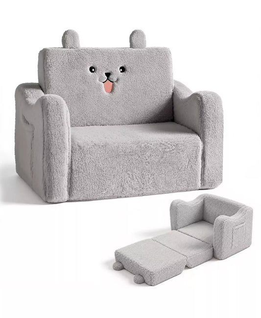 2-in-1 Toddler Sofa Chair Converts to Flip-Open Lounger Bed