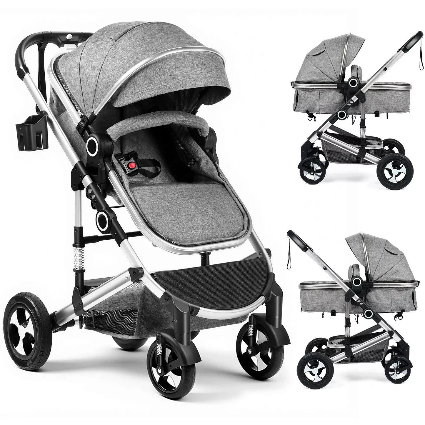 Cozi 2 Convertible Baby Stroller, Folding High Landscape Design with Adjustable Canopy and Diaper Bag