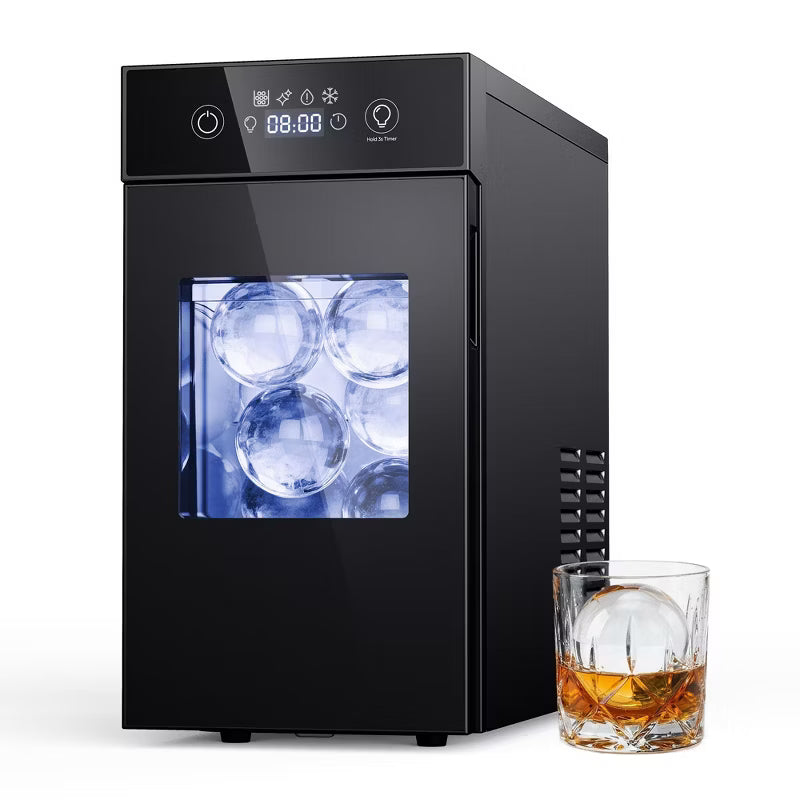 Simzlife 2.4in Sphere Ice Maker Countertop, 48pcs/24H Crystal Ice Ball Maker Machine with Deep Self-Cleaning System，Black