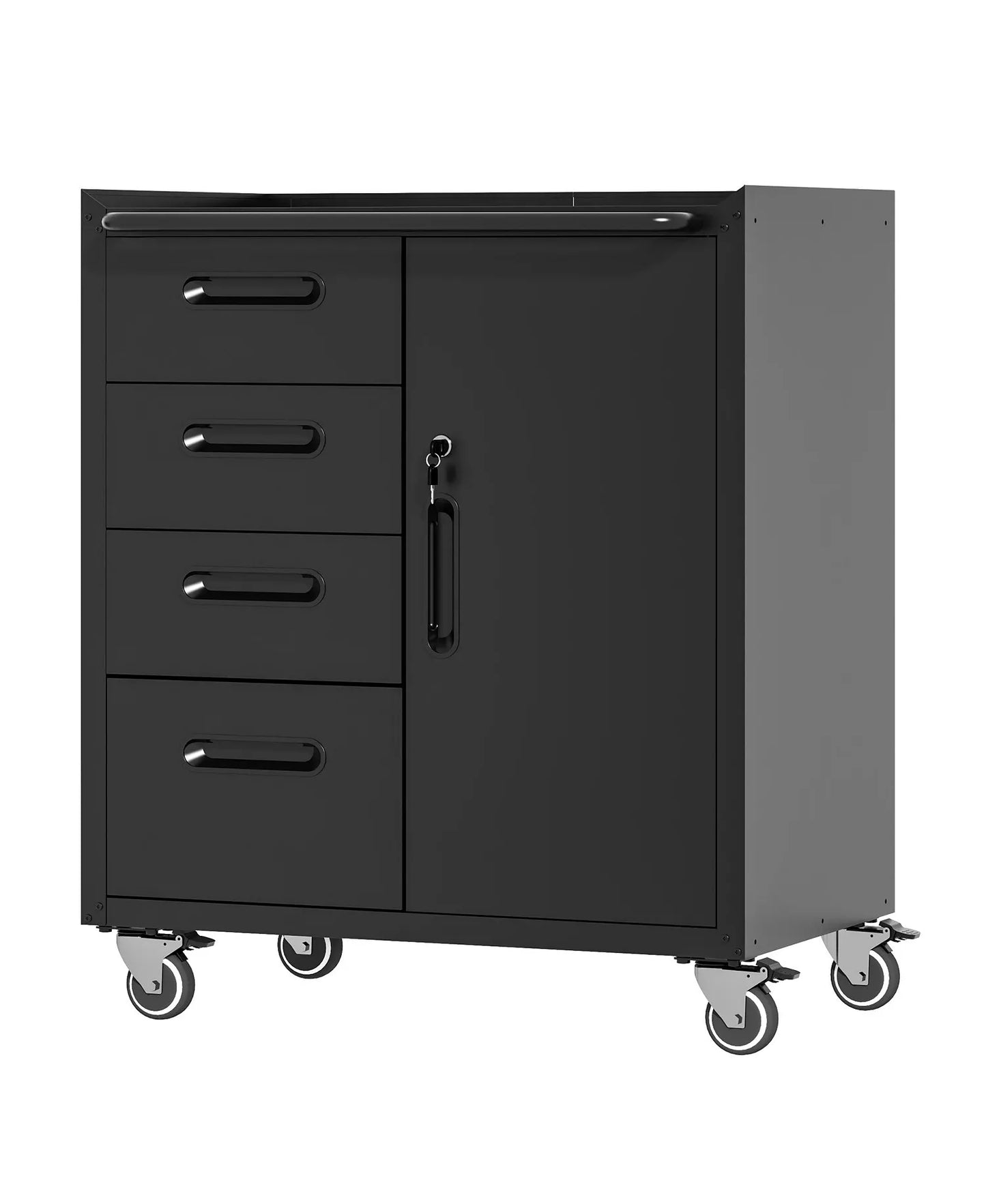 35"H Mobile Steel Tool Cabinet - 4-Drawer and Lockable Storage Organizer