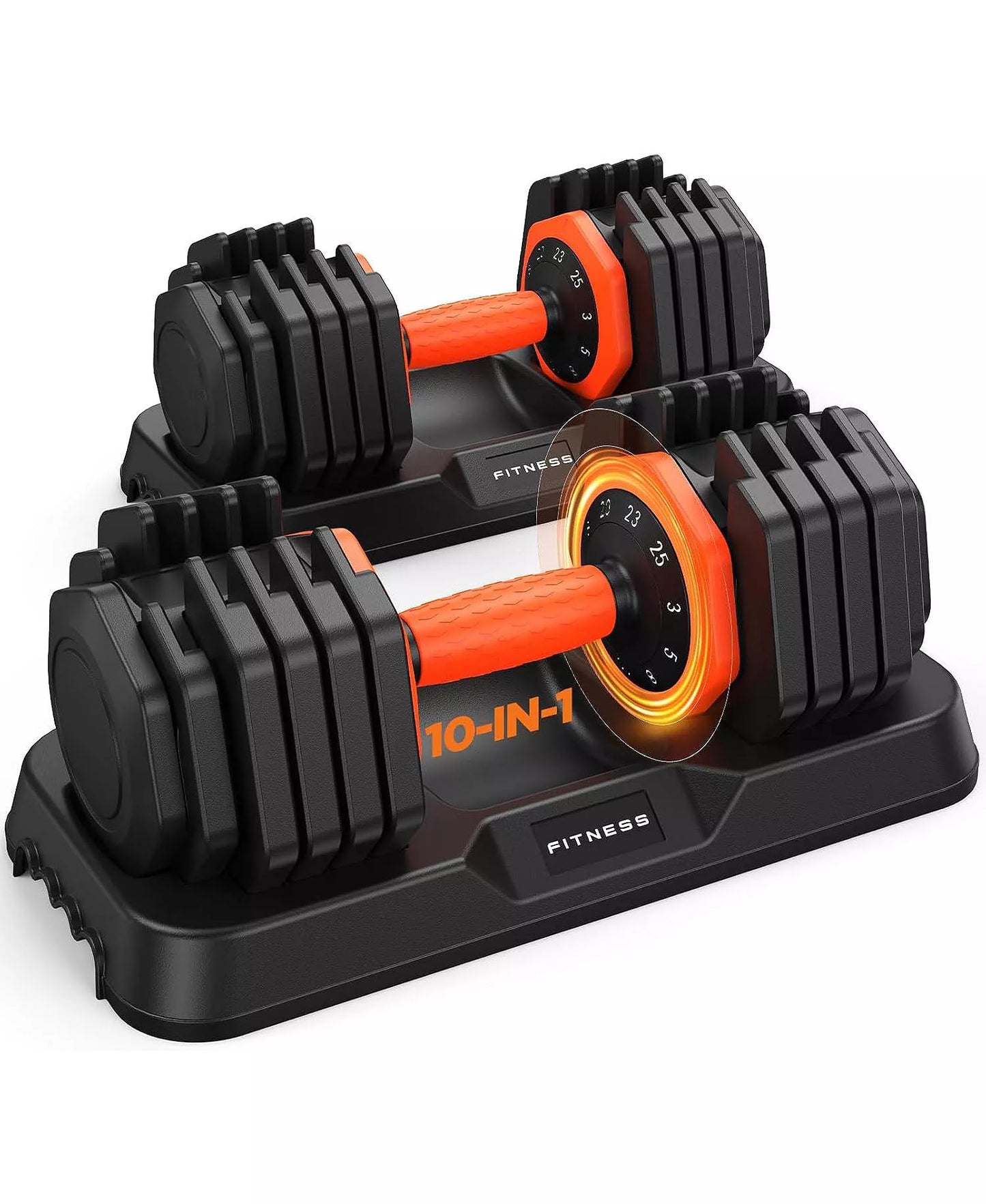 25LB Pro Advanced Adjustable Dumbbell Set Pair 10-Level Weights Double Adjustment Gears Flexible Quick Adjust Home Gym Fitness Equipment