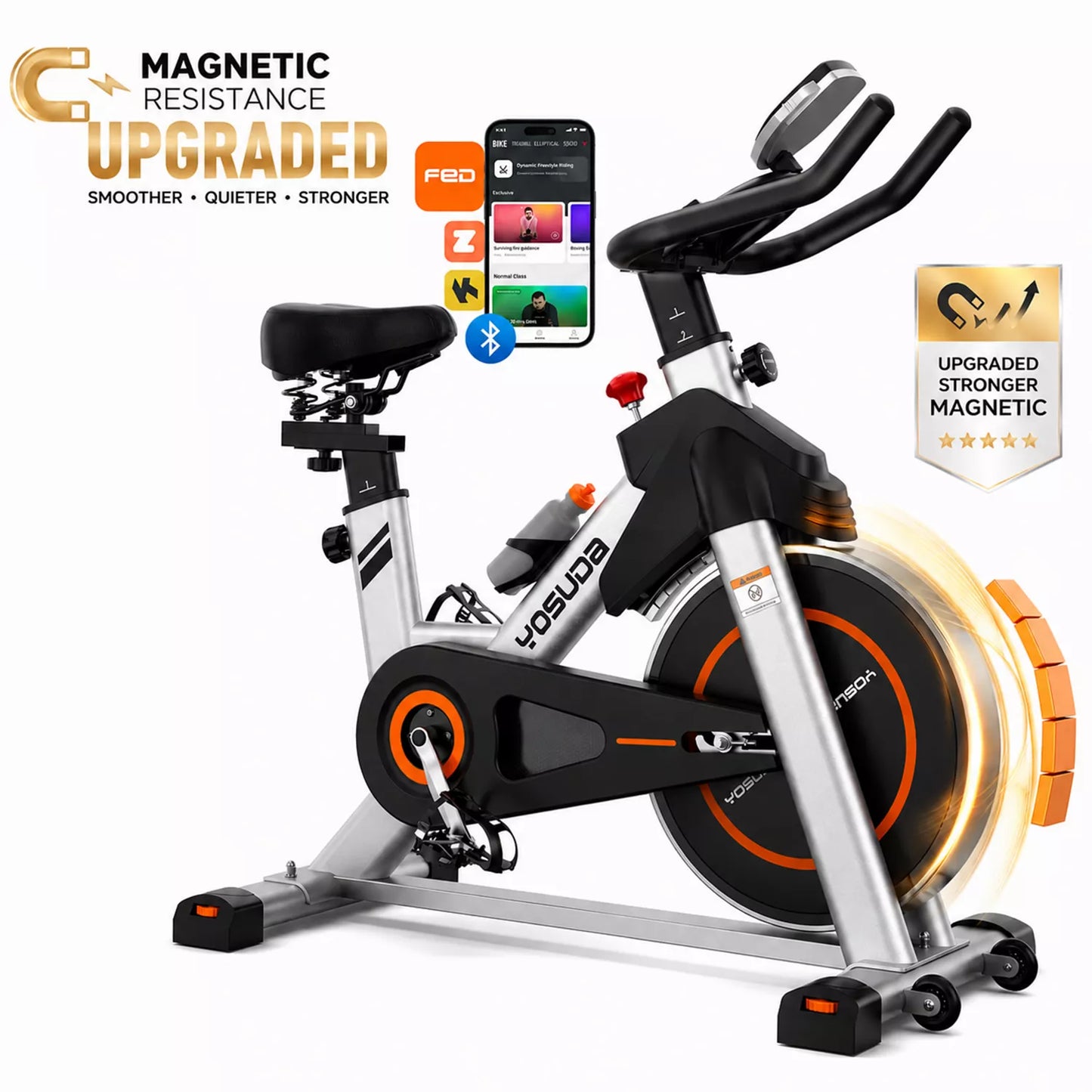 Magnetic 2.0 Premium Exercise Bike, Ultra-Quiet Strong Magnetic Resistance, 300lb Capacity, Smooth Stationary Bike for Home