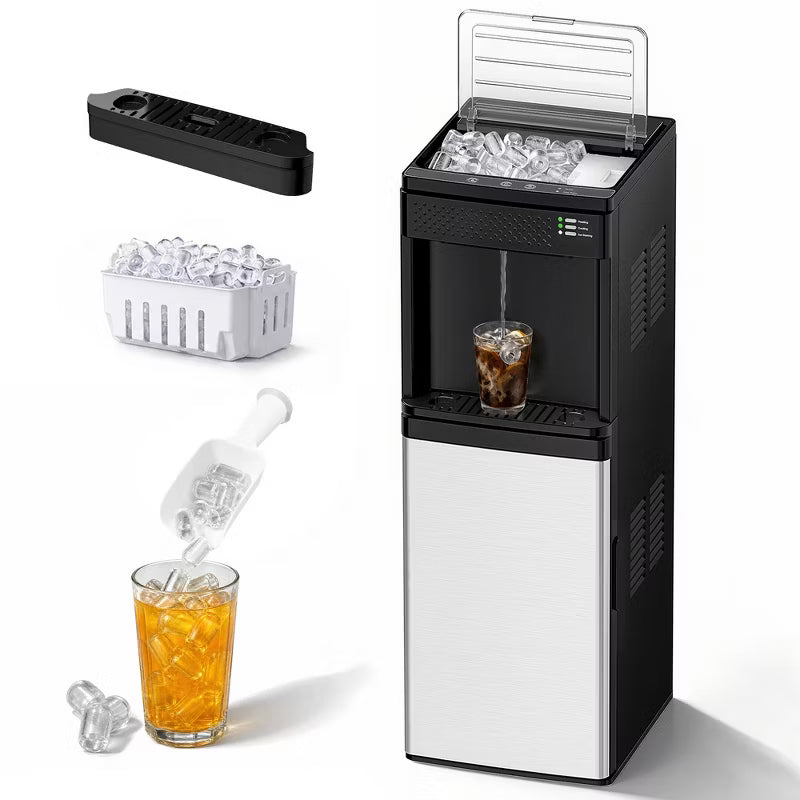 Simzlife Water Dispenser with Ice Maker, Bottom-Loading, 33 Lbs Bullet Ice, Hot/Cold/Ambient Water, Auto-Shutoff & Child Lock & Dry-Boil Protection