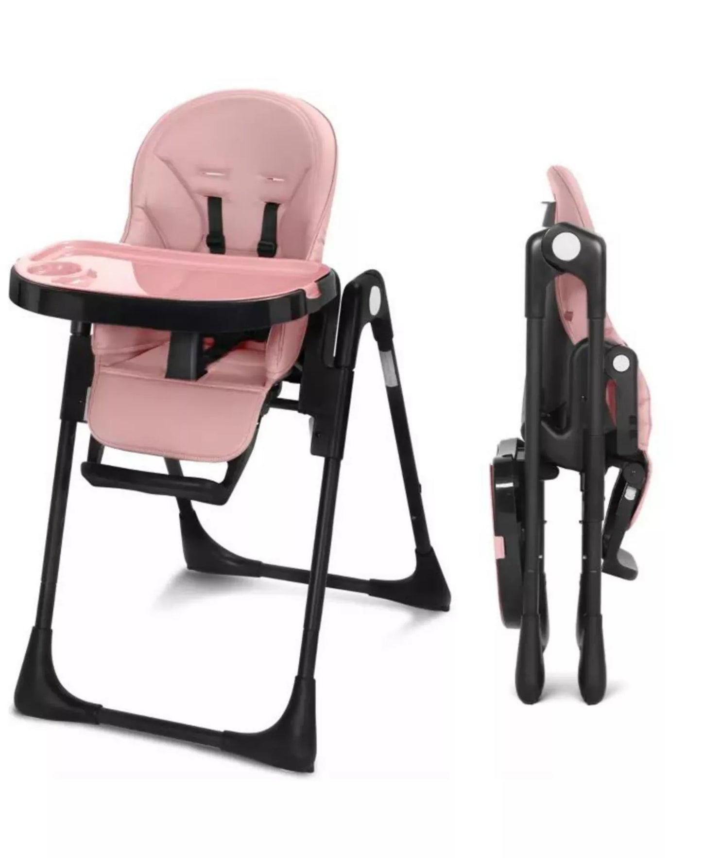 BabyKinder King Convertible Baby High Chair with Wood Grain Removable Double Tray and Easy Clean Design