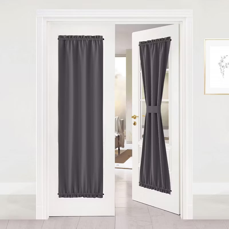 NICETOWN Door Curtain Thermal Insulated French Sliding Glass Door Curtain for Bedroom Kitchen Living Room, 25W x 72L, Gray