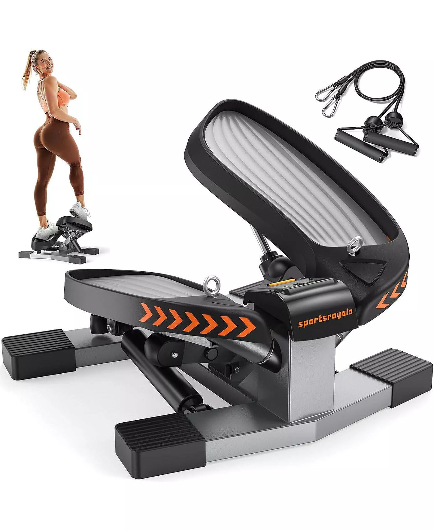 Twist Stair Stepper Machine, Home Mini Step Trainer with Resistance Bands, 350lbs+ Capacity and Full Body Exercise