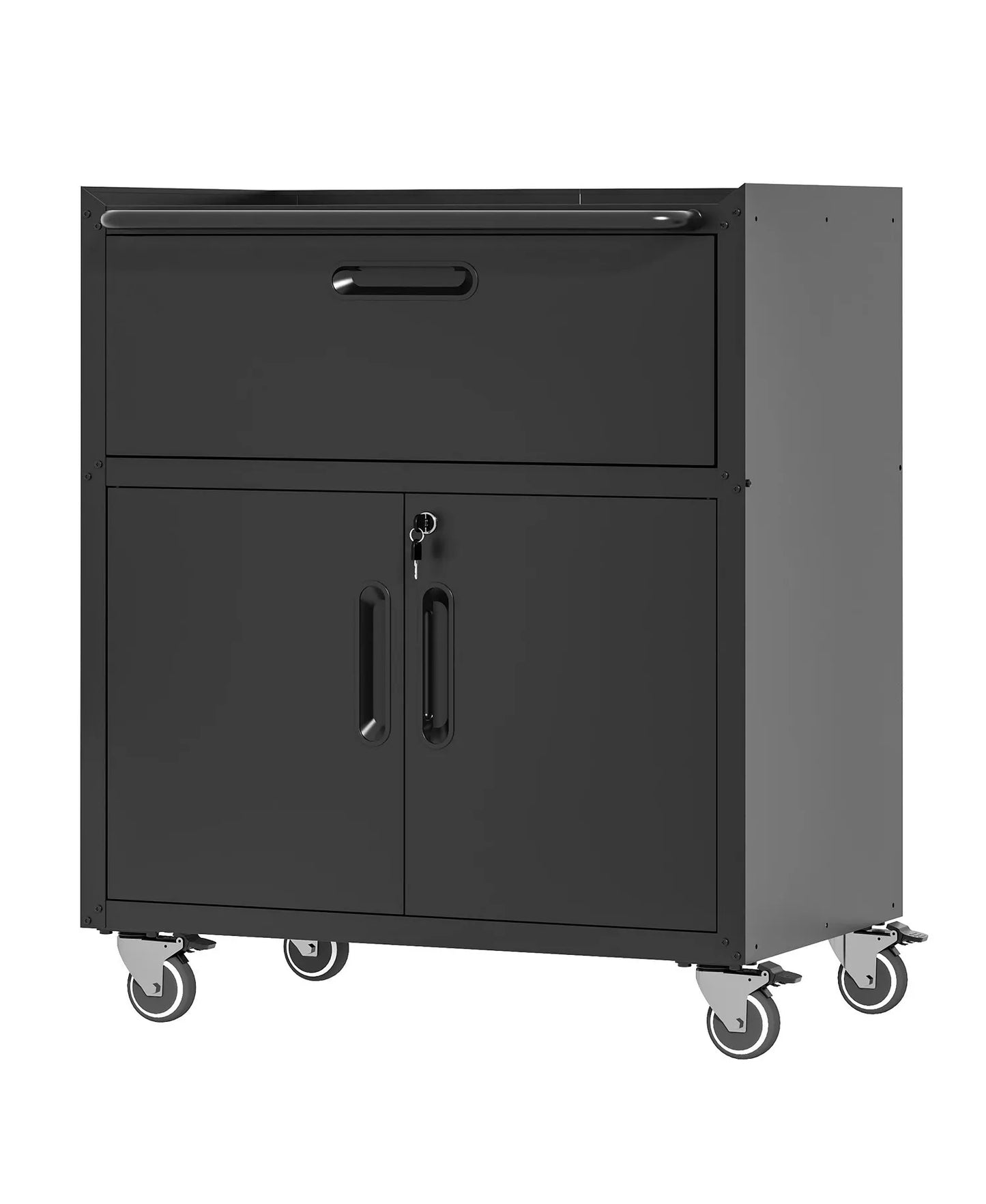 35"H Rolling Metal Tool Cabinet - Mobile Storage Chest with Drawer and Locking Doors