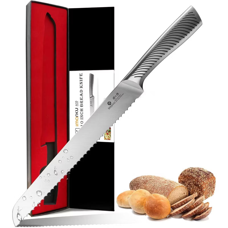 imarku Bread Knife, 10 inch Stainless Steel Cake Knife,Bread Knife for Homemade Bread Sourdough, Razor Sharp Blade, Baking & Birthday Gifts