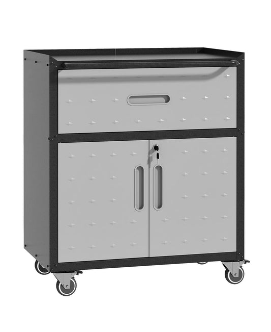 35"H Rolling Metal Tool Cabinet - Mobile Storage Chest with Drawer and Locking Doors