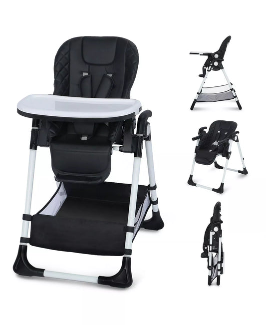 Baby Convertible High Chair with Adjustable Height, Double Tray and Compact Fold,